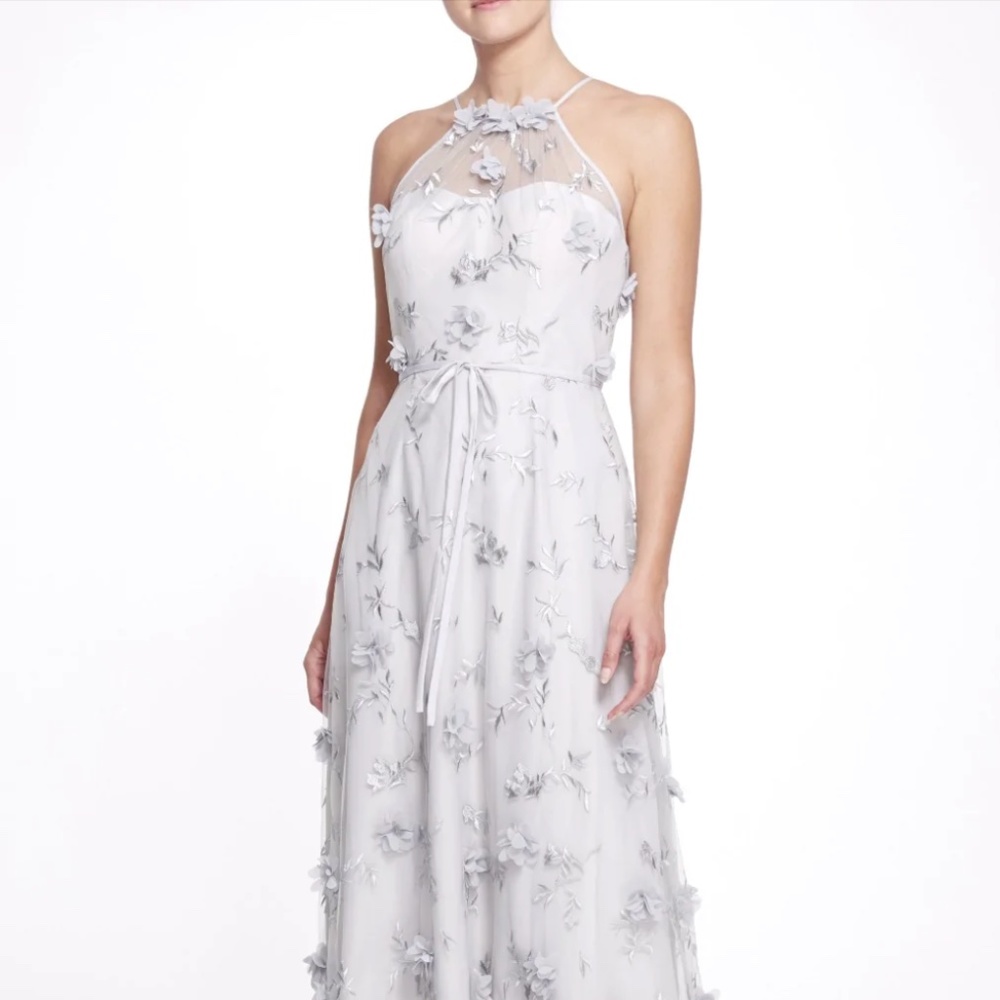 Marchesa Jacquelene Dove Grey Dress